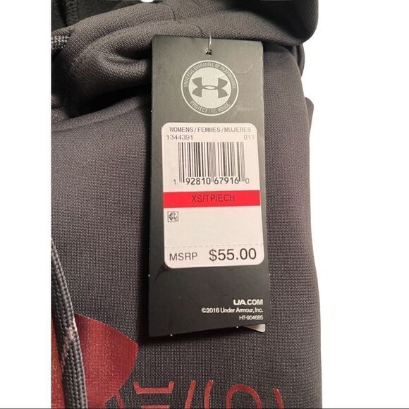 NWT Women's UNDER ARMOUR HOODIE Reflective Logo COLD dark gray  XS - Picture 7 of 7